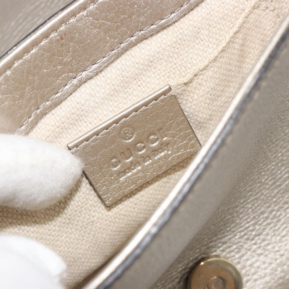 GUCCI Soho Chain Shoulder Bag Leather Silver Gold Tone 323190 Auth 195411V