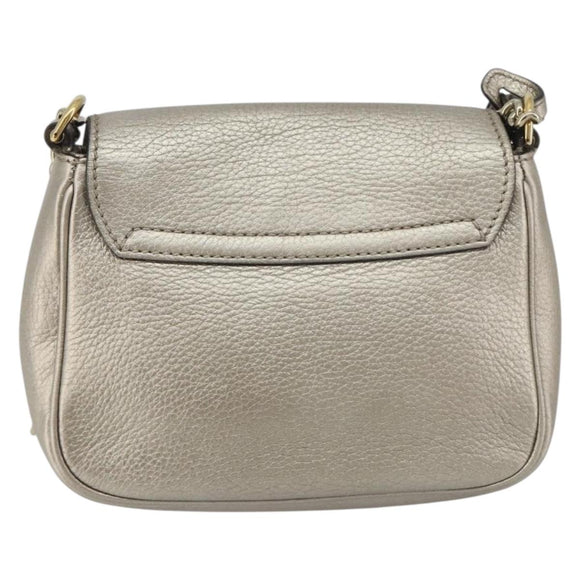 GUCCI Soho Chain Shoulder Bag Leather Silver Gold Tone 323190 Auth 195411V