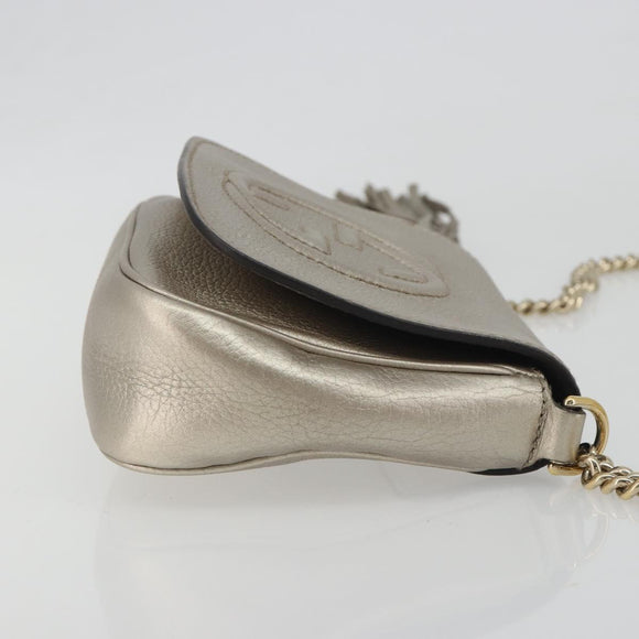 GUCCI Soho Chain Shoulder Bag Leather Silver Gold Tone 323190 Auth 195411V