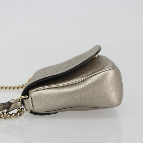 GUCCI Soho Chain Shoulder Bag Leather Silver Gold Tone 323190 Auth 195411V