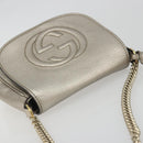 GUCCI Soho Chain Shoulder Bag Leather Silver Gold Tone 323190 Auth 195411V-6
