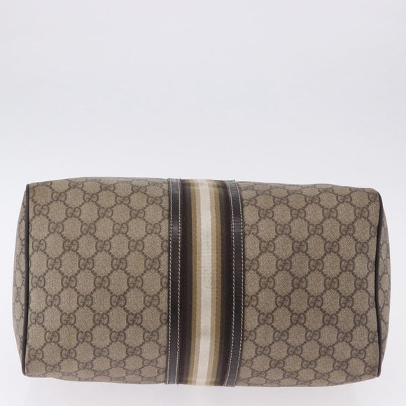 GUCCI GG Supreme Boston Bag PVC Leather Beige Gold Tone 189895 Auth 195412