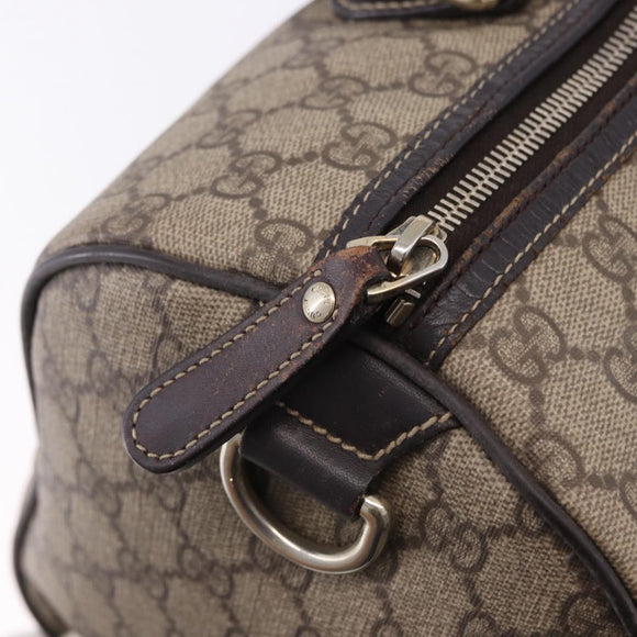GUCCI GG Supreme Boston Bag PVC Leather Beige Gold Tone 189895 Auth 195412