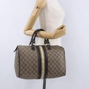 GUCCI GG Supreme Boston Bag PVC Leather Beige Gold Tone 189895 Auth 195412-21