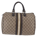 GUCCI GG Supreme Boston Bag PVC Leather Beige Gold Tone 189895 Auth 195412-2