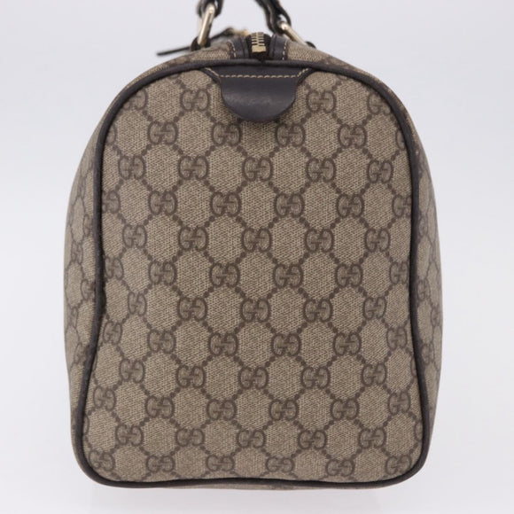 GUCCI GG Supreme Boston Bag PVC Leather Beige Gold Tone 189895 Auth 195412