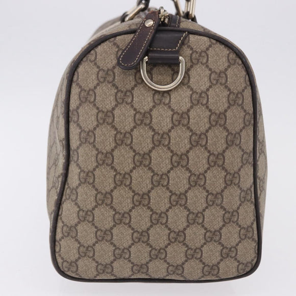 GUCCI GG Supreme Boston Bag PVC Leather Beige Gold Tone 189895 Auth 195412
