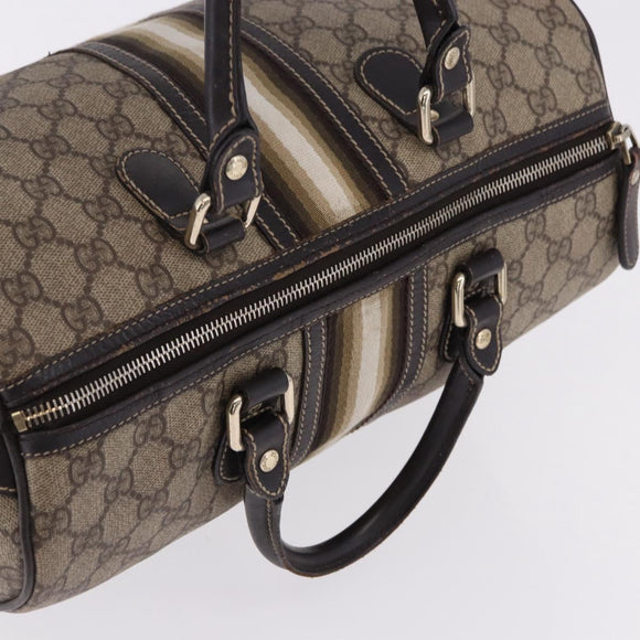 GUCCI GG Supreme Boston Bag PVC Leather Beige Gold Tone 189895 Auth 195412