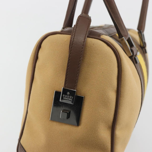 GUCCI Sherry Line Boston Bag Canvas Beige Silver 000 0851 Auth 195413A