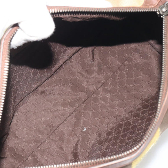 GUCCI Sherry Line Boston Bag Canvas Beige Silver 000 0851 Auth 195413A