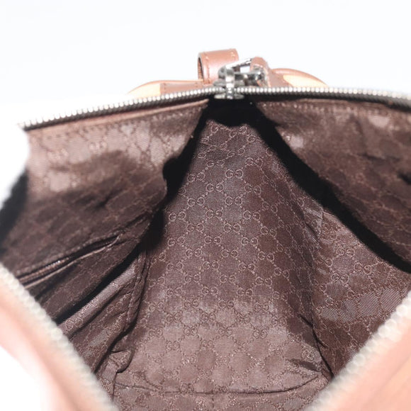 GUCCI Sherry Line Boston Bag Canvas Beige Silver 000 0851 Auth 195413A