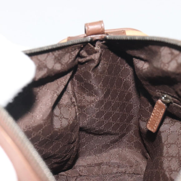GUCCI Sherry Line Boston Bag Canvas Beige Silver 000 0851 Auth 195413A