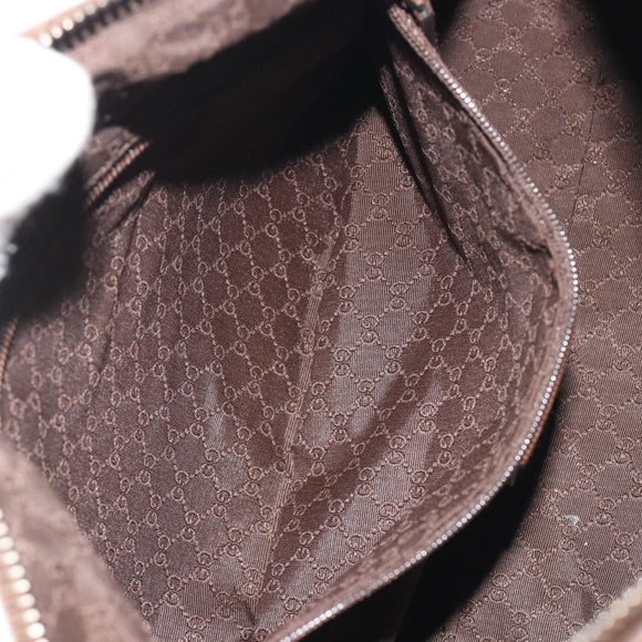 GUCCI Sherry Line Boston Bag Canvas Beige Silver 000 0851 Auth 195413A