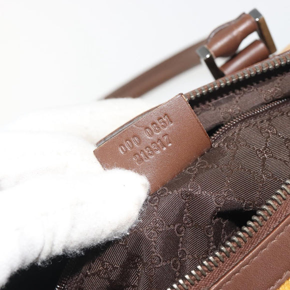 GUCCI Sherry Line Boston Bag Canvas Beige Silver 000 0851 Auth 195413A