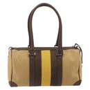 GUCCI Sherry Line Boston Bag Canvas Beige Silver 000 0851 Auth 195413A-2