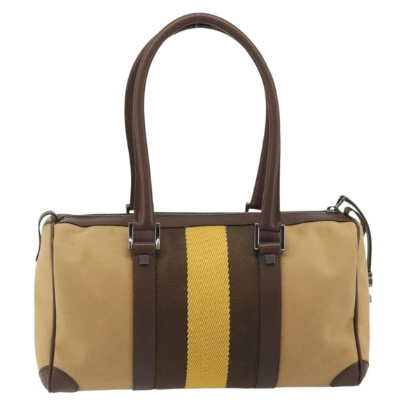 GUCCI Sherry Line Boston Bag Canvas Beige Silver 000 0851 Auth 195413A