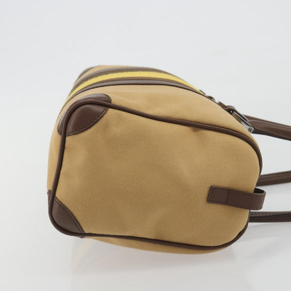 GUCCI Sherry Line Boston Bag Canvas Beige Silver 000 0851 Auth 195413A
