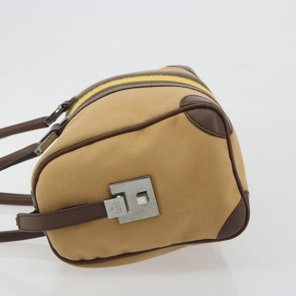 GUCCI Sherry Line Boston Bag Canvas Beige Silver 000 0851 Auth 195413A