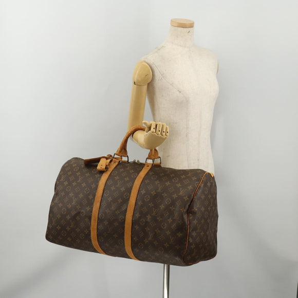 LOUIS VUITTON Monogram Keepall 55 Boston Bag M41424 LV Auth 195415