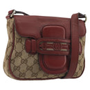 GUCCI GG Canvas Dressage Shoulder Bag Beige Gold Tone 296854 Auth 195417A-1
