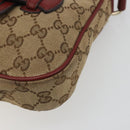 GUCCI GG Canvas Dressage Shoulder Bag Beige Gold Tone 296854 Auth 195417A-9