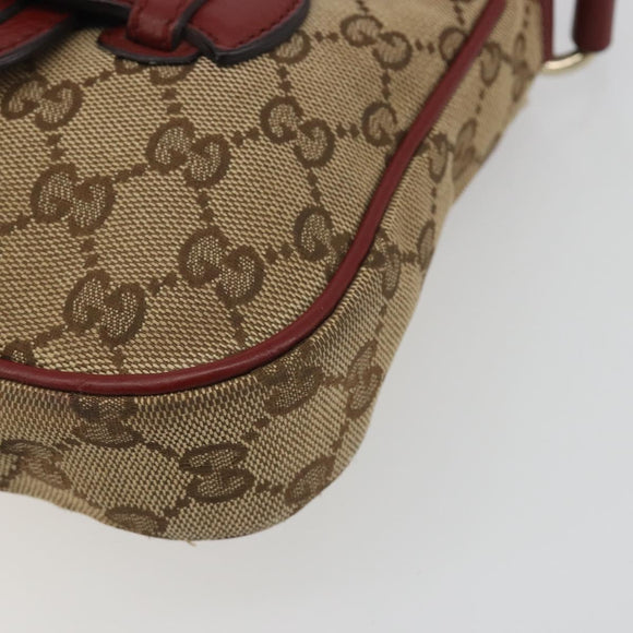 GUCCI GG Canvas Dressage Shoulder Bag Beige Gold Tone 296854 Auth 195417A