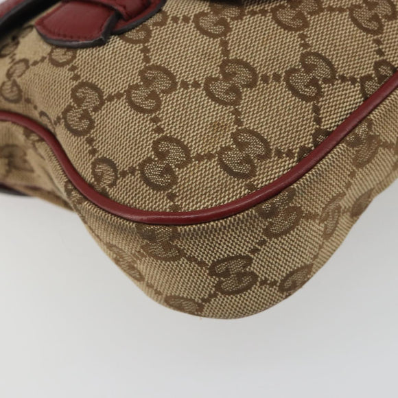 GUCCI GG Canvas Dressage Shoulder Bag Beige Gold Tone 296854 Auth 195417A