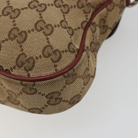 GUCCI GG Canvas Dressage Shoulder Bag Beige Gold Tone 296854 Auth 195417A