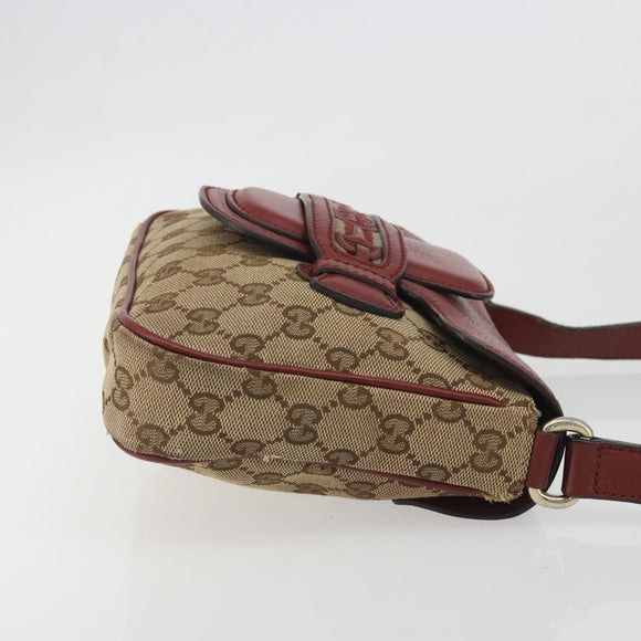 GUCCI GG Canvas Dressage Shoulder Bag Beige Gold Tone 296854 Auth 195417A