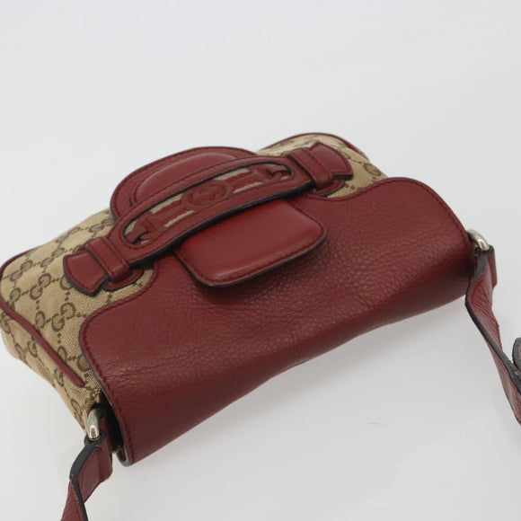 GUCCI GG Canvas Dressage Shoulder Bag Beige Gold Tone 296854 Auth 195417A