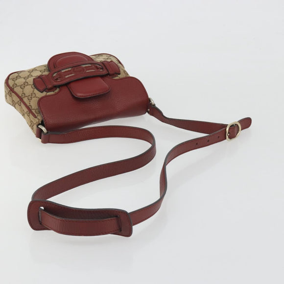 GUCCI GG Canvas Dressage Shoulder Bag Beige Gold Tone 296854 Auth 195417A