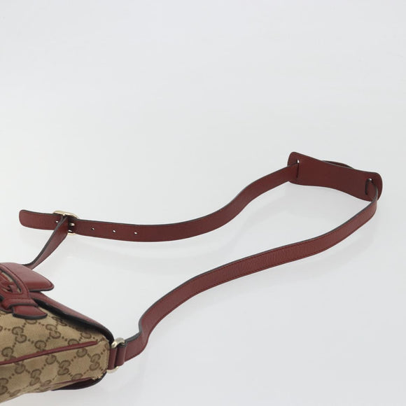 GUCCI GG Canvas Dressage Shoulder Bag Beige Gold Tone 296854 Auth 195417A