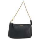 FENDI Accessory Pouch Leather Black Gold Tone 8M0271 Auth 195418A-1