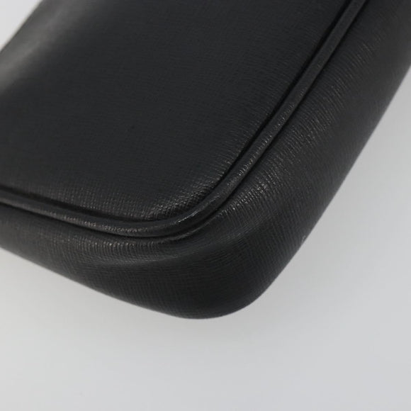 FENDI Accessory Pouch Leather Black Gold Tone 8M0271 Auth 195418A