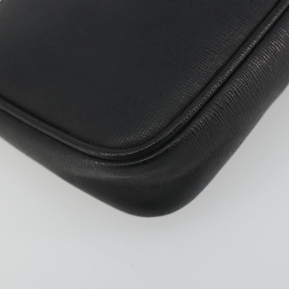 FENDI Accessory Pouch Leather Black Gold Tone 8M0271 Auth 195418A
