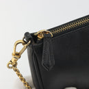 FENDI Accessory Pouch Leather Black Gold Tone 8M0271 Auth 195418A-9
