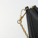 FENDI Accessory Pouch Leather Black Gold Tone 8M0271 Auth 195418A-10