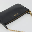 FENDI Accessory Pouch Leather Black Gold Tone 8M0271 Auth 195418A-6