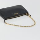 FENDI Accessory Pouch Leather Black Gold Tone 8M0271 Auth 195418A-7