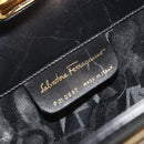 Salvatore Ferragamo Gancini Chain Shoulder Bag Leather Black Gold Auth 195422-15