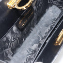 Salvatore Ferragamo Gancini Chain Shoulder Bag Leather Black Gold Auth 195422-16