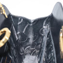 Salvatore Ferragamo Gancini Chain Shoulder Bag Leather Black Gold Auth 195422-17