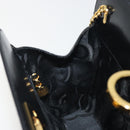 Salvatore Ferragamo Gancini Chain Shoulder Bag Leather Black Gold Auth 195422-18