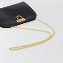 Salvatore Ferragamo Gancini Chain Shoulder Bag Leather Black Gold Auth 195422-7