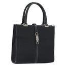 GUCCI Jackie Hand Bag Canvas Black Silver 002 1065 Auth 195423A-1