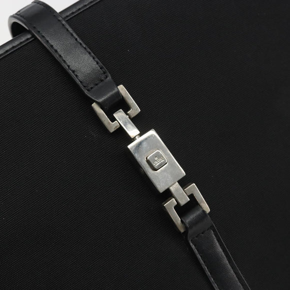 GUCCI Jackie Hand Bag Canvas Black Silver 002 1065 Auth 195423A