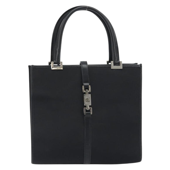 GUCCI Jackie Hand Bag Canvas Black Silver 002 1065 Auth 195423A