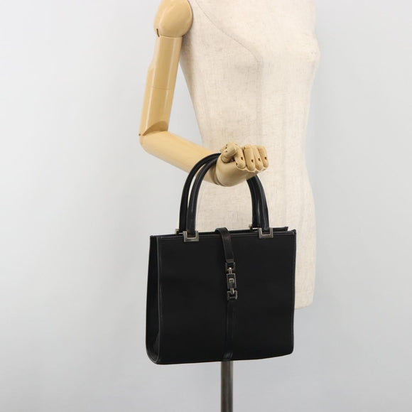GUCCI Jackie Hand Bag Canvas Black Silver 002 1065 Auth 195423A