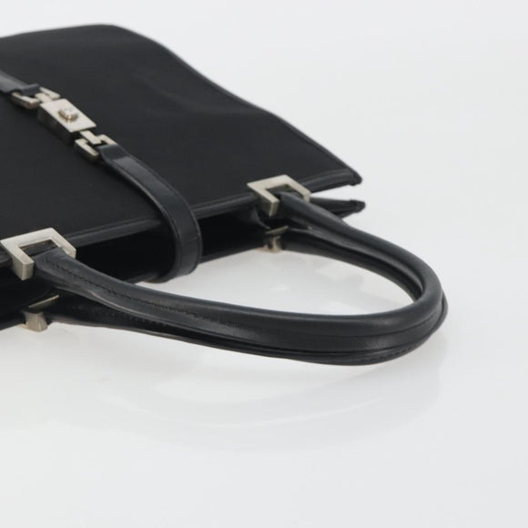 GUCCI Jackie Hand Bag Canvas Black Silver 002 1065 Auth 195423A