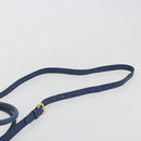 PRADA Hand Bag Leather 2way Blue Gold Tone Auth 195424V-15